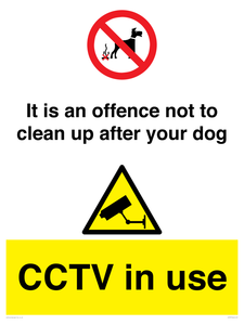 It is an offence not to clean up after your dog. CCTV in use